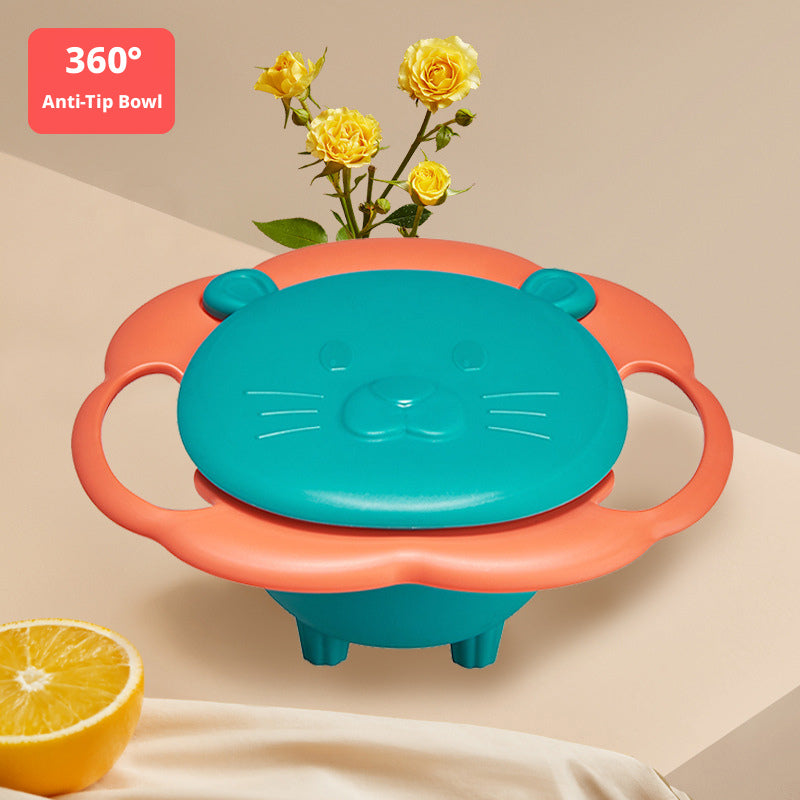 360° Rotatable Gyro Bowl, UFO-Shaped Baby Balance Bowl, Non-Tipping, Heat-Resistant & Drop-Proof Kids Feeding Bowl