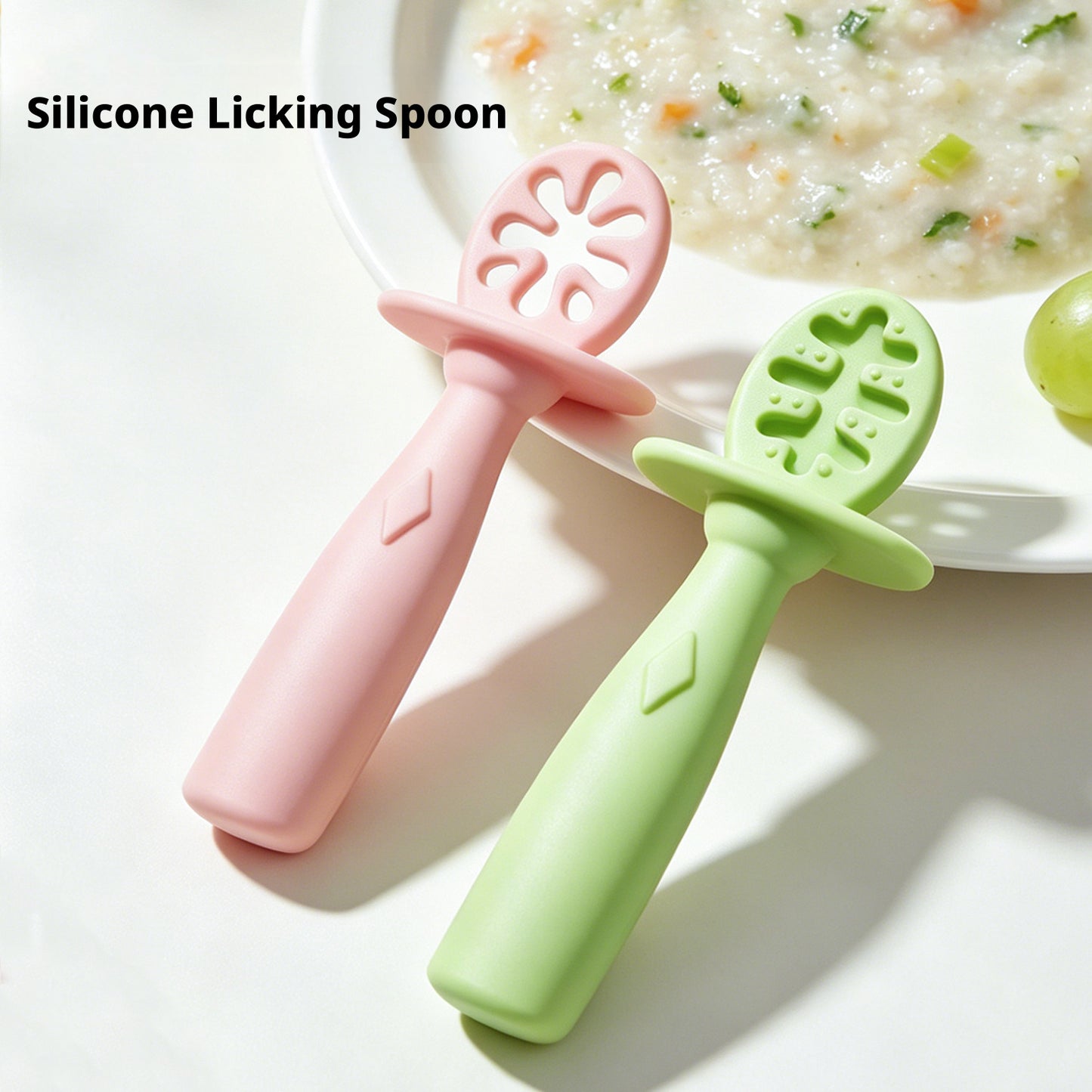 Silicone Baby Spoon, Self-feeding Spoon for Baby Liquid Food, Training Spoon, Maternity & Baby Product, Lick Spoon, Soft Supplementary Food Spoon, Integrated Design
