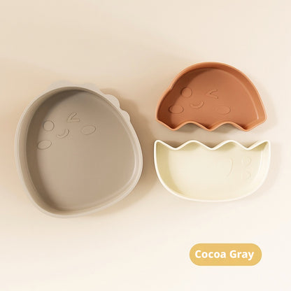 Cross-border Hot Sale Cute Dinosaur Divided Plate for Babies, Kids Dinner Plate Set, Food-Grade Silicone Plates for Infants and Toddlers