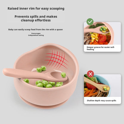 Large Snail-shaped Silicone Baby Bowl, Children Tableware Set including Anti-slip Suction Food Bowl, Baby Fork & Spoon and Silicone Plate