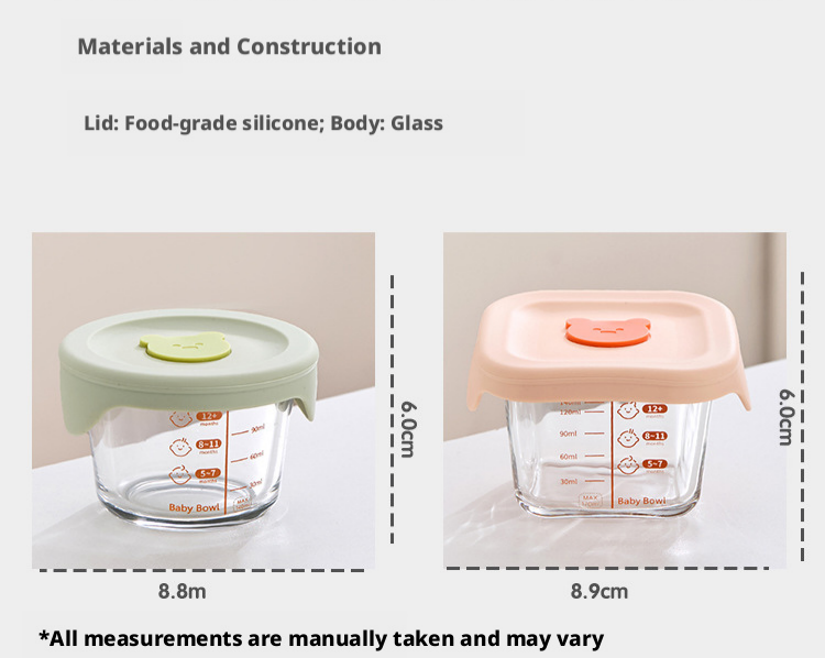 Glass Baby Food Storage Containers, Baby Food Bowls, Airtight Storage Jars for Separating Baby Snacks and Candies, Infant Fresh-Keeping Boxes