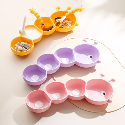 Food-grade Silicone Plate for Kids, Maternity & Baby Product, Caterpillar-shaped Divided Food Plate for Baby Complementary Feeding